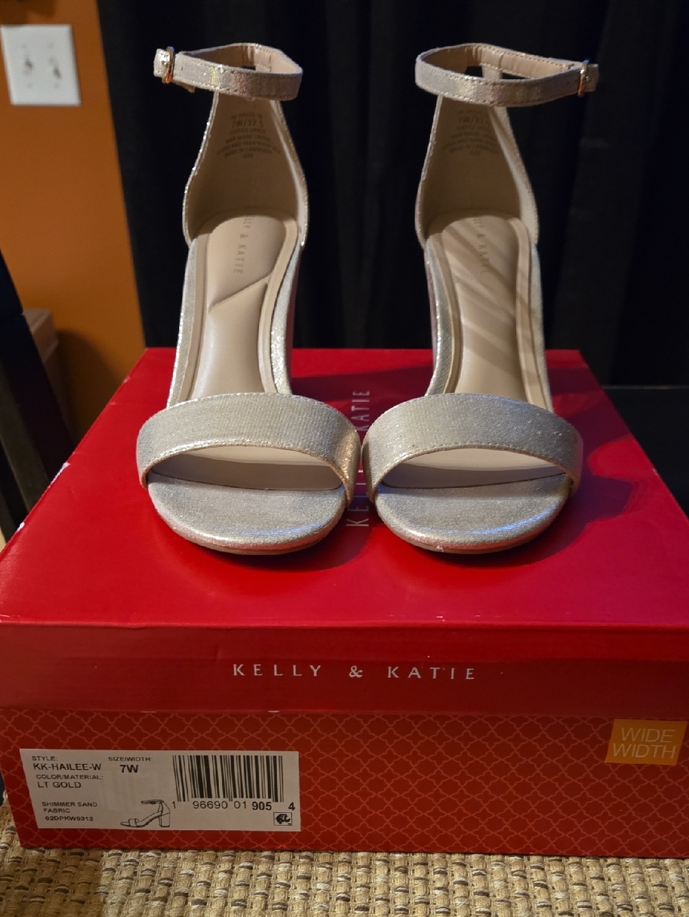 Kelly & Katie Metallic Gold Ankle-Strap Heels